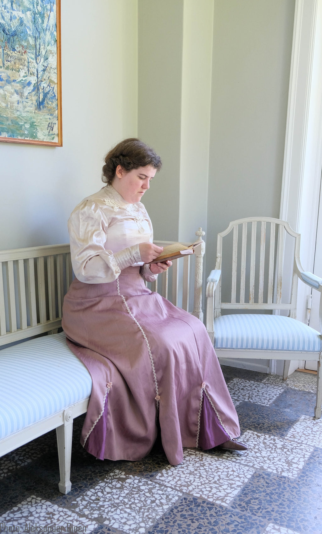 Rosa antrekk, viktoriansk, str 44