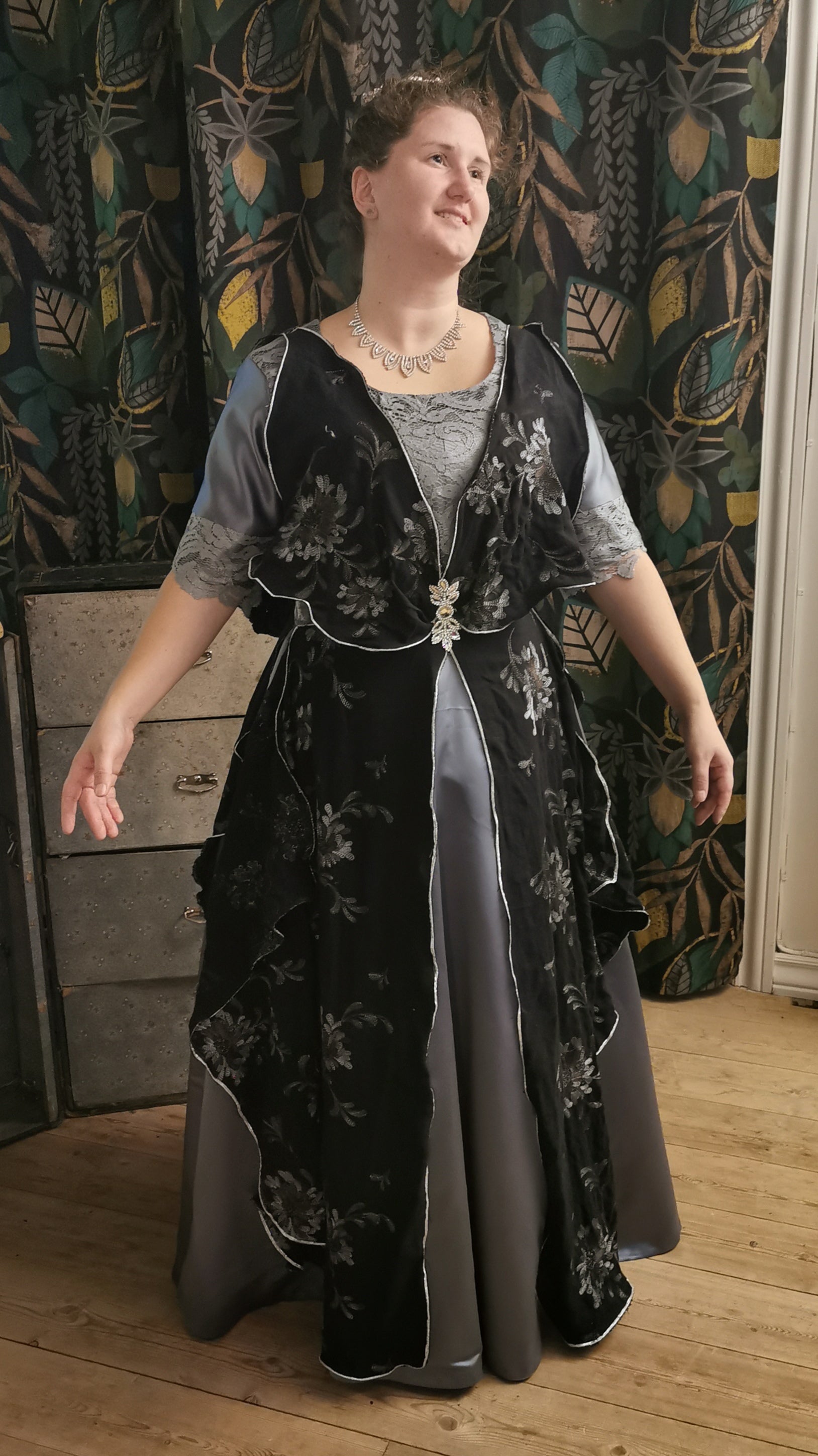 Edvardiansk aftenkjole, fancy dress sommerfugl, XL