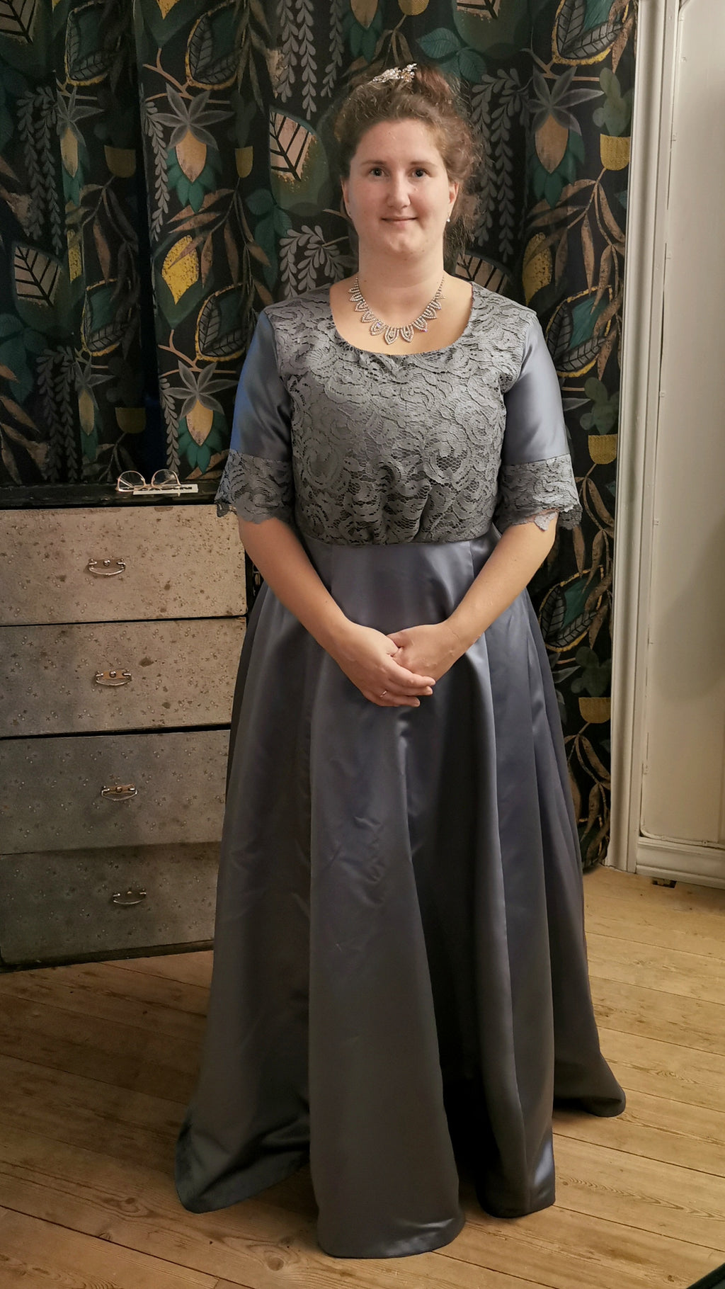 Edvardiansk aftenkjole, fancy dress sommerfugl, XL