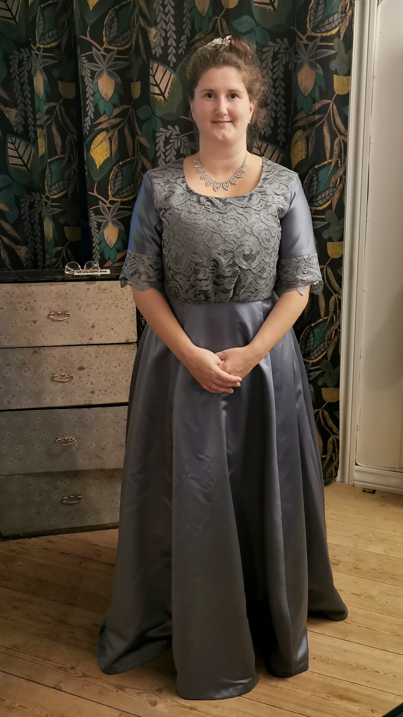 Edvardiansk aftenkjole, fancy dress sommerfugl, XL