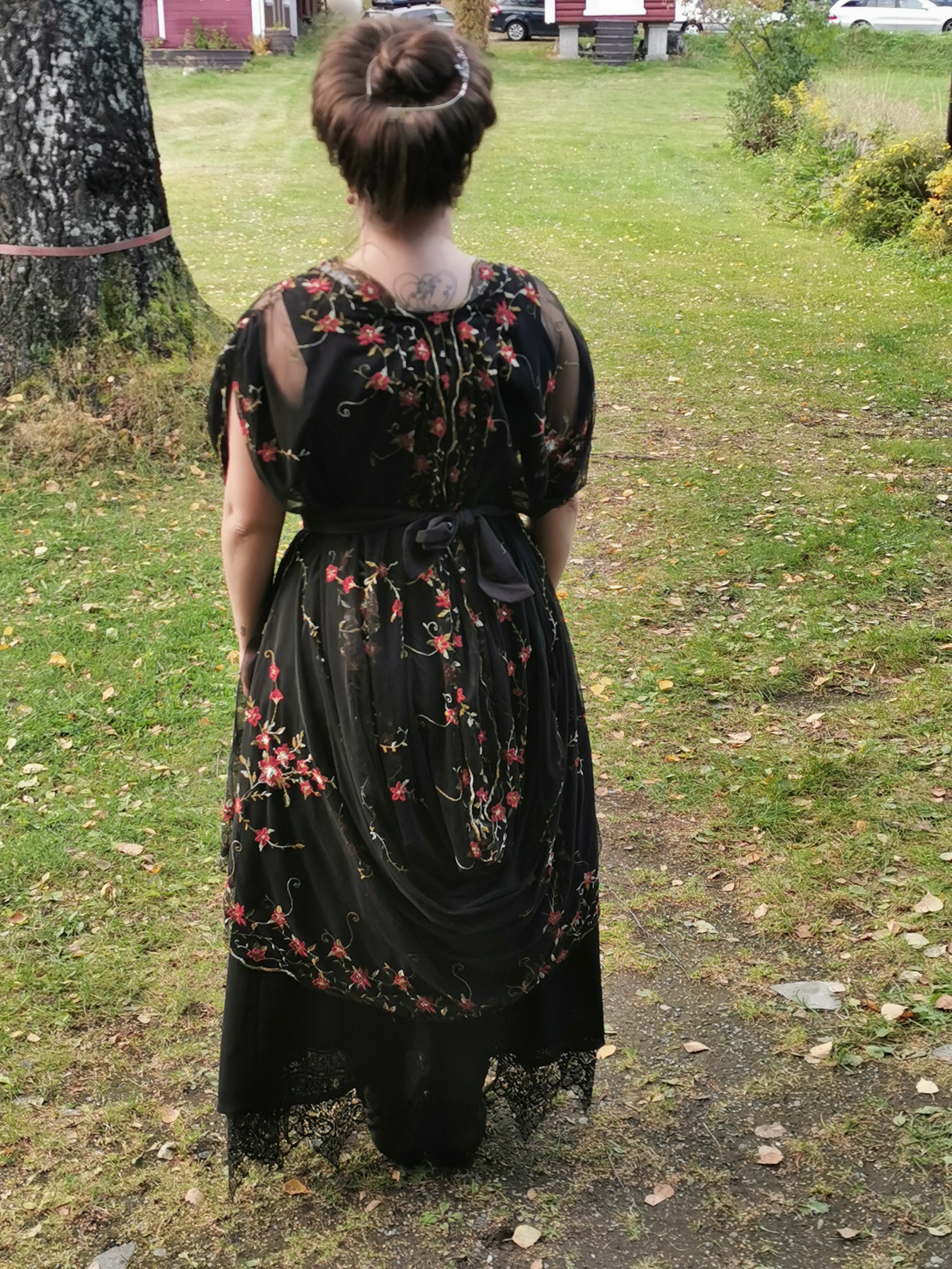 Edvardiansk aftenkjole med overkjole, XL