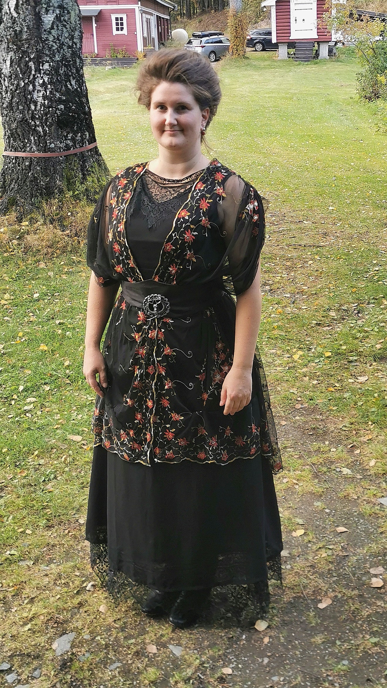 Edvardiansk aftenkjole med overkjole, XL