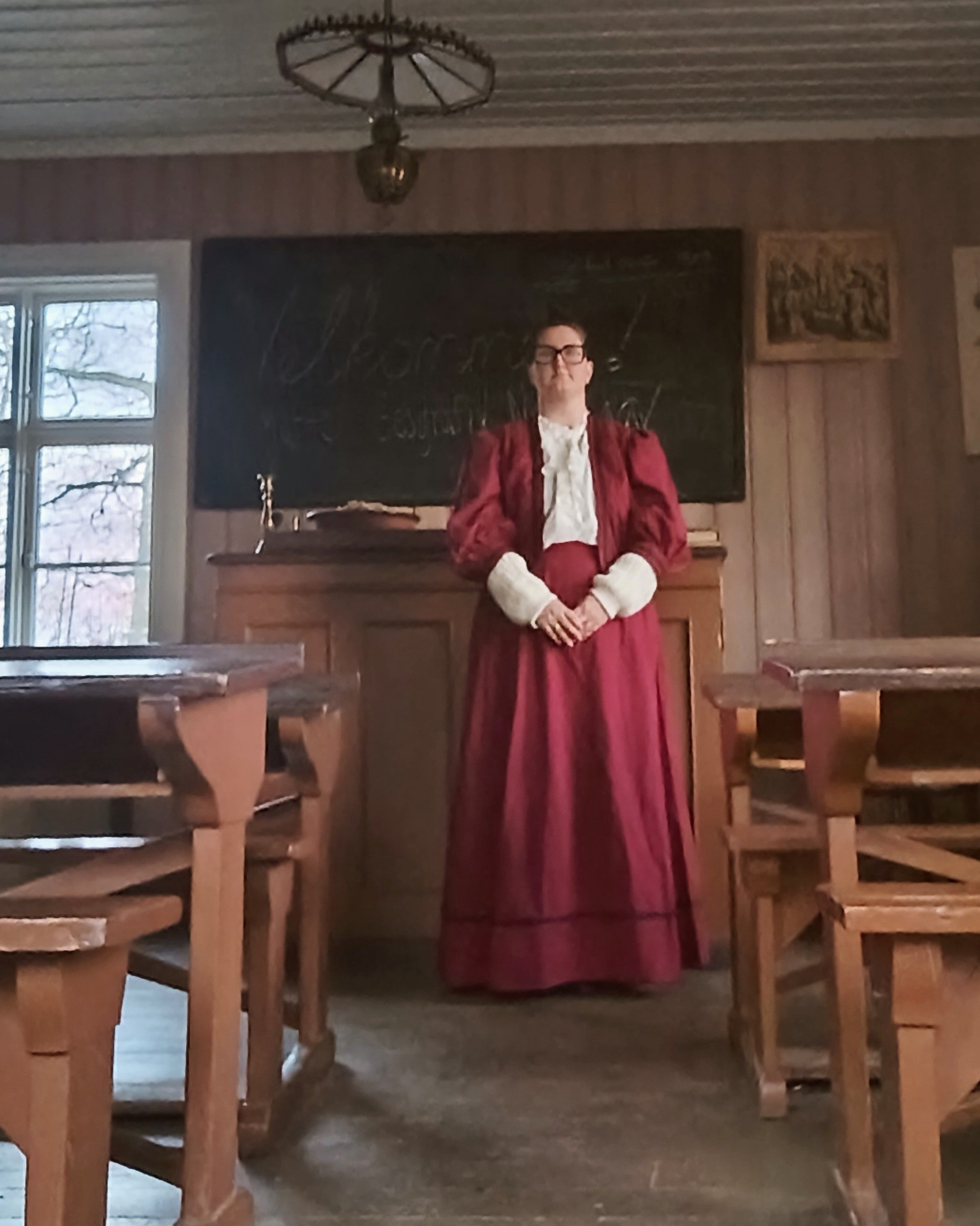 Viktoriansk dagantrekk, burgunder, XL