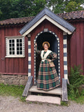 1840 grønnrutet kjole XXL